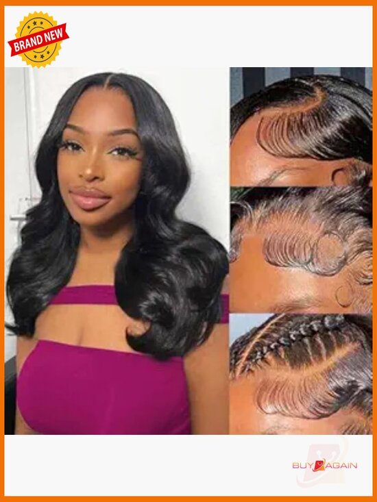 16 Inch Bob Wig Human Hair 13x4 Lace Front Pre Plucked Body Wave Wig 180 Density